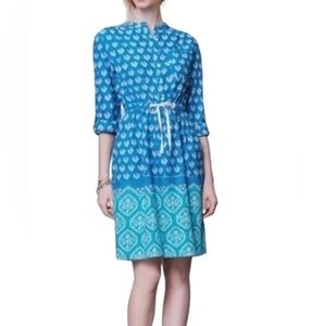 Anthropologie Meadow Rue Size 12 Large L Blue Shirt Dress Beach Cover Up.
